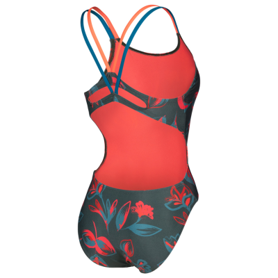 Arena W Arena Floral Swimsuit Lace Plus Back D 34 dark sage multi/bright coral/blue cosmo Damen Produktbild 1