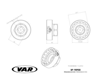 VAR Innenlagerwerkzeug BP-98900 Shimano Hollowtech II, Sram GXP 44 mm Produktbild 1