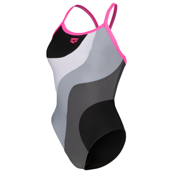 Arena W Arena Multi Slices Swimsuit Lightdrop Back D 42 black/white/seafoam/asphalt Damen