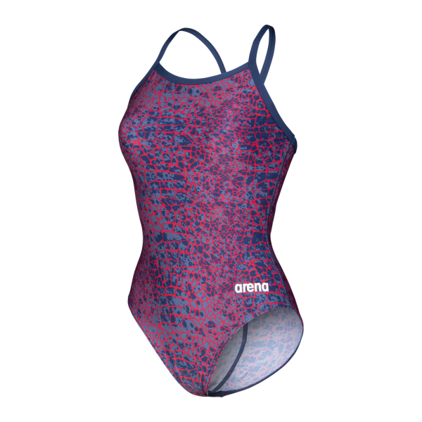 Arena W Arena Snakeskin Swimsuit Lightdrop Back D 44 navy/team redwhiteblue Damen